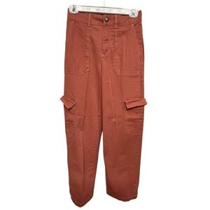 Wild Fable Burnt Orange Cloth Cargo Pants Wide Leg Size XS Street Wear